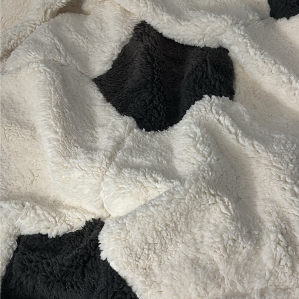 Pottery Barn Kids Black and Cream Sherpa bean bag slipcover